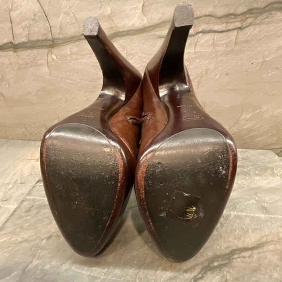 Prada Brown Leather Zip-Up Ankle Boots . Vero Cuoio Made in Italy size 37 1/2 - Picture 10 of 16